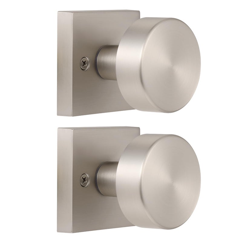 newliplace 2 Pack Dummy Door Knobs Interior Brushed Nickel Dummy Door Knob for Closet and Double Doors, One-Sided Dummy Door Handles Satin Nickel - Image 1